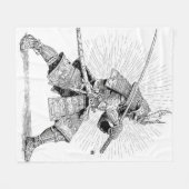Epic Black Samurai Warrior Ink Drawing Blanket フリースブランケット (正面(横))