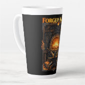 Epic Blacksmith Forge Anvil & Swords Fantasy Art カフェラテマグ (左アングル)