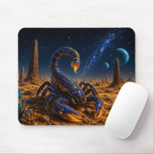 Epic Blue & Gold Alien Scorpion Mouse Pad