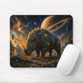 Epic Blue & Gold Armored Space Rhino Mouse Pad マウスパッド (マウス)