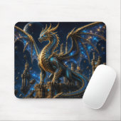 Epic Blue & Gold Fantasy Dragon Mouse Pad マウスパッド (マウス)