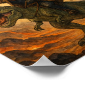 Epic Cowboy Cat Riding Dinosaur – Bold Watercolor ポスター (角)