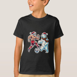 Epic Duel: Santa Claus vs. Polar Bear on the Socce Tシャツ