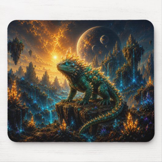 Epic Emerald & Gold Alien Lizard Mouse Pad マウスパッド (正面)