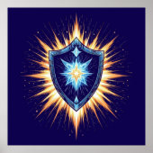 Epic Fantasy Shield with Radiant Energy Burst – Ma ポスター (正面)