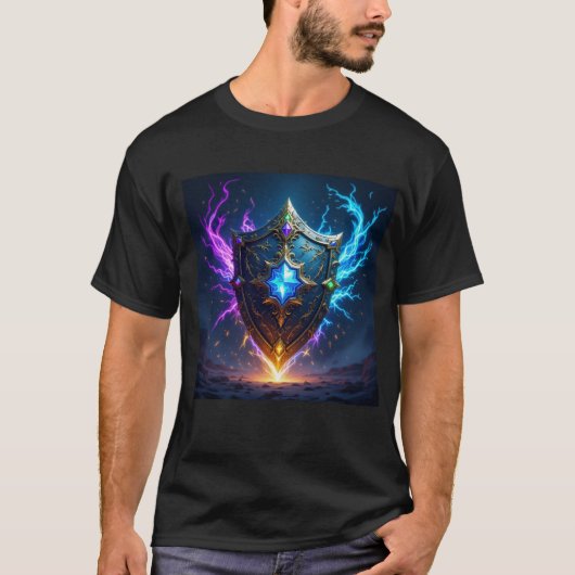 Epic Fantasy Shield with Radiant Energy Burst – Ma Tシャツ (正面)