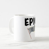 Epic Finish Line Checkered Racing Flag コーヒーマグカップ (正面左)