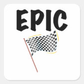 Epic Finish Line Checkered Racing Flag スクエアシール (正面)