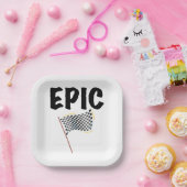 Epic Finish Line Checkered Racing Flag ペーパープレート (パーティー)