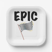 Epic Finish Line Checkered Racing Flag ペーパープレート (正面)