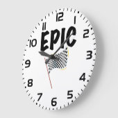 Epic Finish Line Checkered Racing Flag ラージ壁時計 (傾斜)