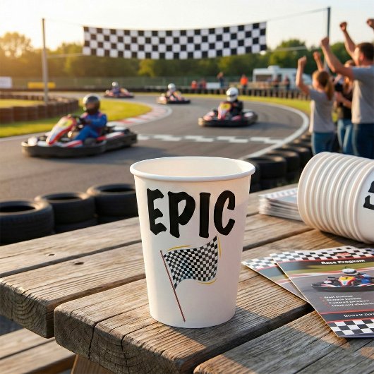 Epic Finish Line Checkered Racing Flag 紙コップ