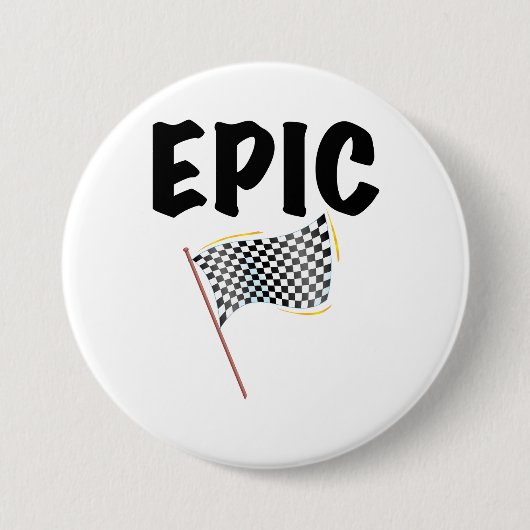 Epic Finish Line Checkered Racing Flag 缶バッジ (正面)
