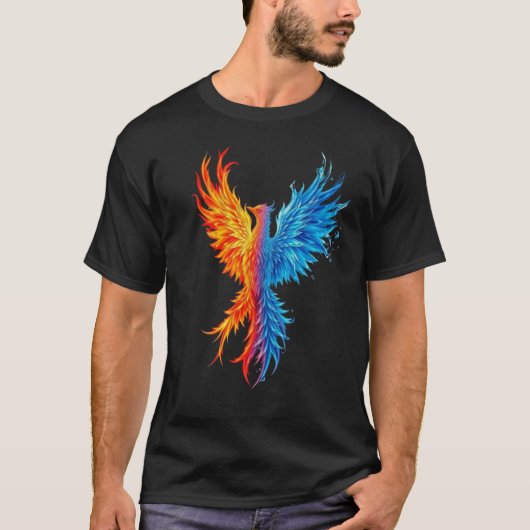 Epic Fire and Ice Phoenix Fantasy Tシャツ (正面)