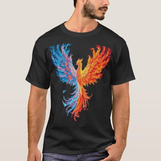 Epic Fire & Ice Phoenix - Mythical Elemental Bird Tシャツ (正面)