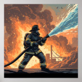 Epic Firefighter Action Scene Poster ポスター (正面)