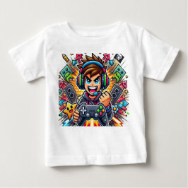 Epic Gamer Boy Cartoon Illustration – Colorful Gam ベビーTシャツ