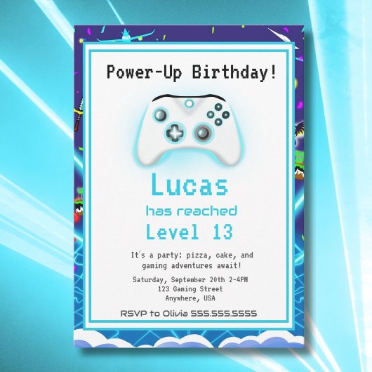 Epic Gamer Happy 13歳の誕生日パーティーの招待状 Critical Hit! 招待状