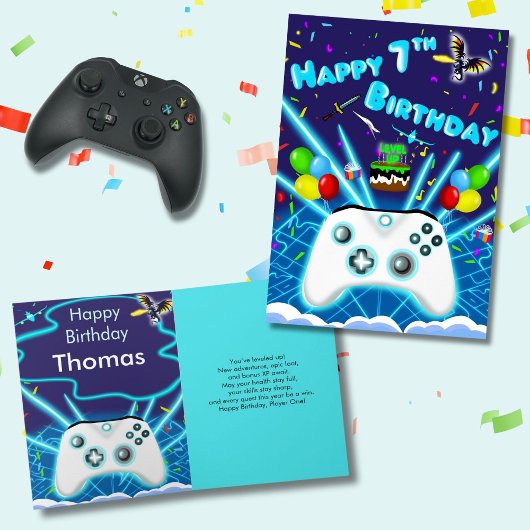 Epic Gamer Happy 7th Birthday Card Critical Hit! カード