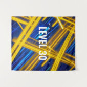 Epic Glowing Yellow Cyan Light Trails Cyberpunk タペストリー (正面(横))