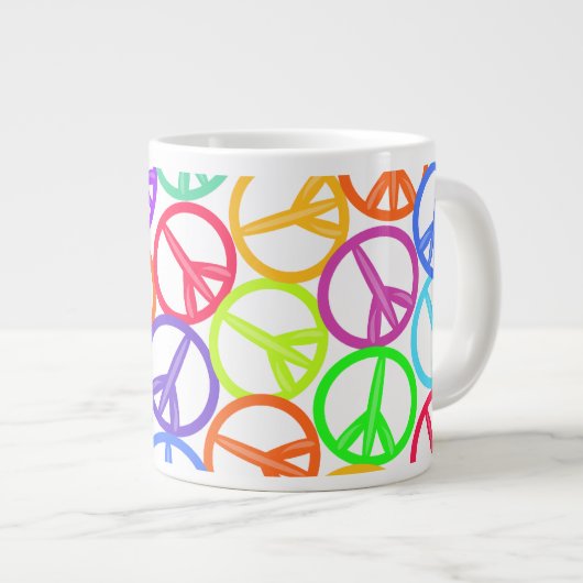 Epic GroovyおもしろいPeace Sign Pattern ジャンボコーヒーマグカップ (正面右)