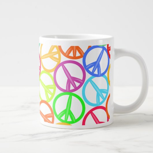 Epic GroovyおもしろいPeace Sign Pattern ジャンボコーヒーマグカップ (右)
