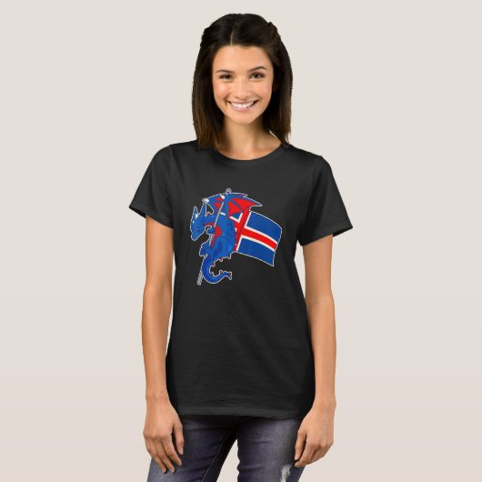 Epic Icelander Dragon Proud Iceland Flag Tシャツ (正面フル)