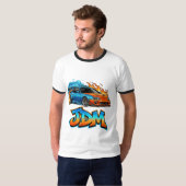 Epic JDM Street Racing Drift Car Flaming Graphic Tシャツ (正面フル)