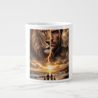 Epic Lion and Warrior Sunset ジャンボコーヒーマグカップ