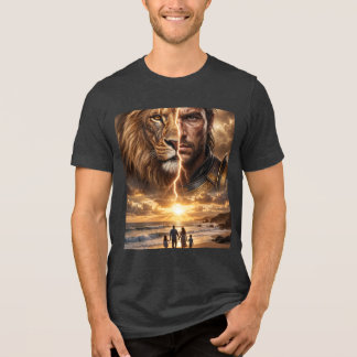 Epic Lion and Warrior Sunset トライブレンドTシャツ