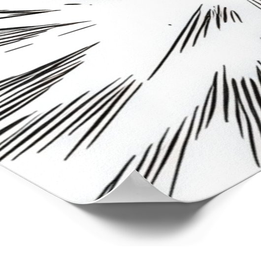 Epic Manga Style Cat Warrior Energy Blast UFO ポスター (角)