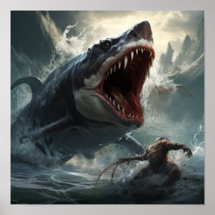 Epic Megalodon vs T-レックスポスター – プレヒの戦い ポスター