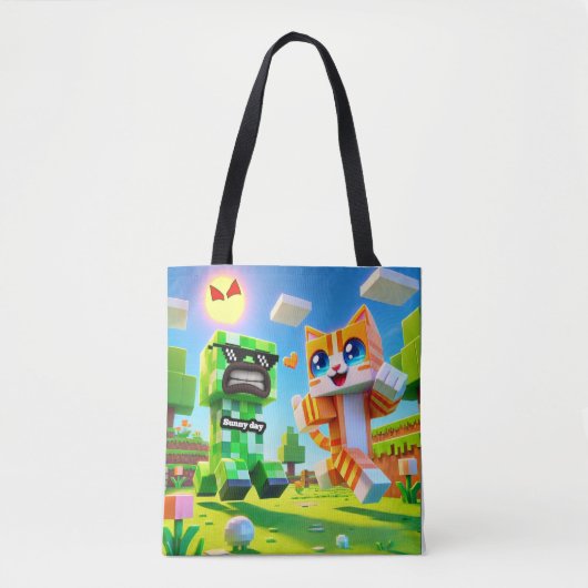 Epic Minecraft-Toddler Toteインスパイア Bag Cat loves トートバッグ (正面)