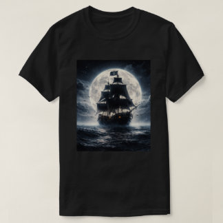 Epic Pirate Ship Moon T-Shirt – Dark Ocean Pirate  Tシャツ