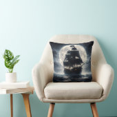 Epic Pirate Ship Moon Throw Pillow – Dark Ocean Pi クッション (椅子)