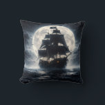 Epic Pirate Ship Moon Throw Pillow – Dark Ocean Pi クッション<br><div class="desc">Bring the spirit of pirate adventure into your space with this dramatic pirate ship design. A mysterious sailing ship crosses a dark ocean beneath a massive glowing moon, surrounded by mist, waves, and a cinematic night sky. This bold nautical artwork creates a striking decorative piece that stands out in any...</div>