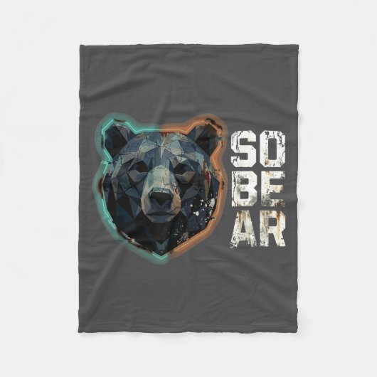 Epic Pun Sober Bear SoBear Recovery Sobriety フリースブランケット (正面)