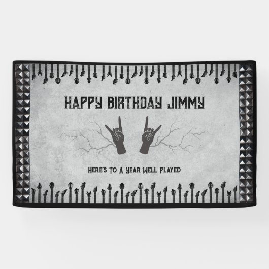 Epic Rockstar Guitar Birthday Party Banner 横断幕 (横)