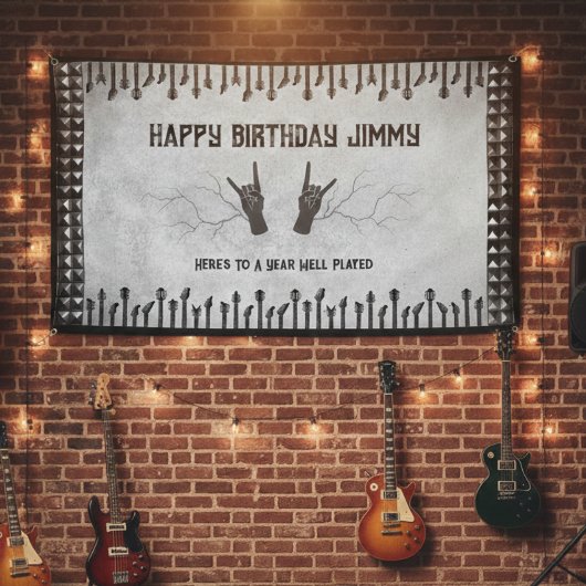 Epic Rockstar Guitar Birthday Party Banner 横断幕