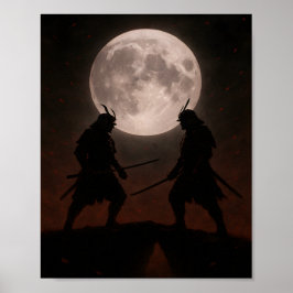 Epic Samurai Duel Under Full Moon Poster ポスター