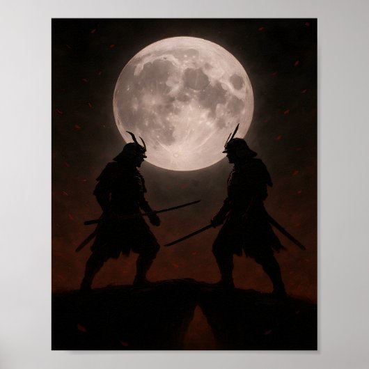 Epic Samurai Duel Under Full Moon Poster ポスター (正面)