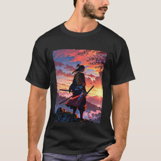 Epic Samurai Warrior Tシャツデザイン – アニメスタイル Tシャツ