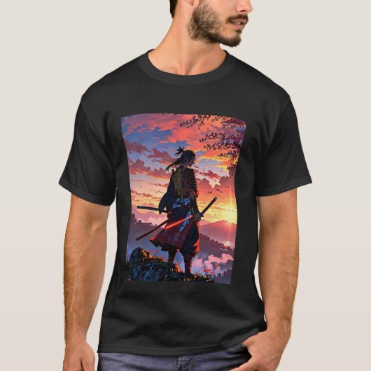Epic Samurai Warrior Tシャツデザイン – アニメスタイル Tシャツ (正面)