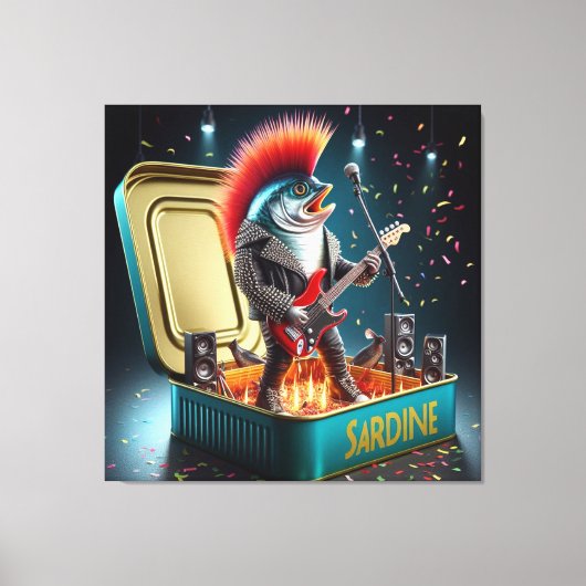  Epic Sardine Punk Rebel Guitar Ocean Legend キャンバスプリント (正面)