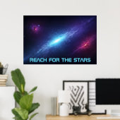Epic Sci Fi Universe Glowing Blue Nebula ポスター (ホームオフィス)