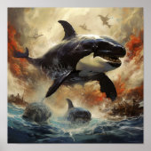 Epic Showdown: Orca vs Godzilla Poster - Unleash t ポスター (正面)