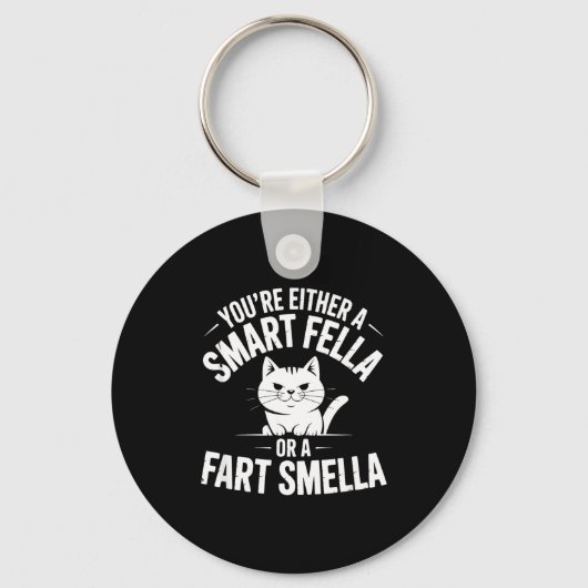 Epic Smella Cat Smart Fart Humor Spoonerism Fella キーホルダー (正面)
