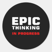 Epic Thinking In Progress Big Ideas Introvert Game ラウンドシール (正面)