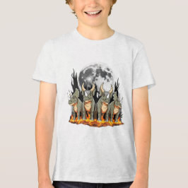 Epic Triceratops Dinosaur – Fiery Moonlight Prehis トライブレンドＴシャツ