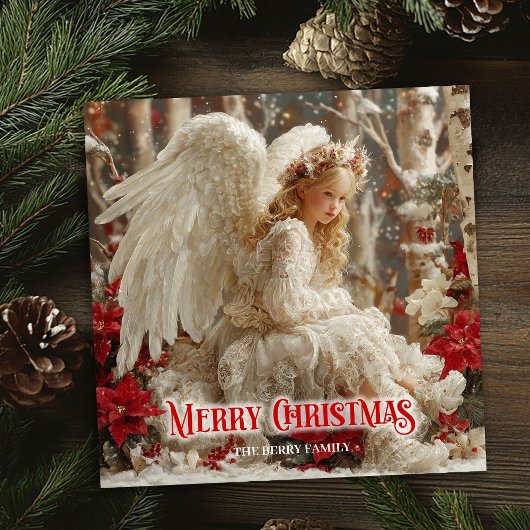 Epic Victorian angel red and gold fantasy greeting シーズンカード